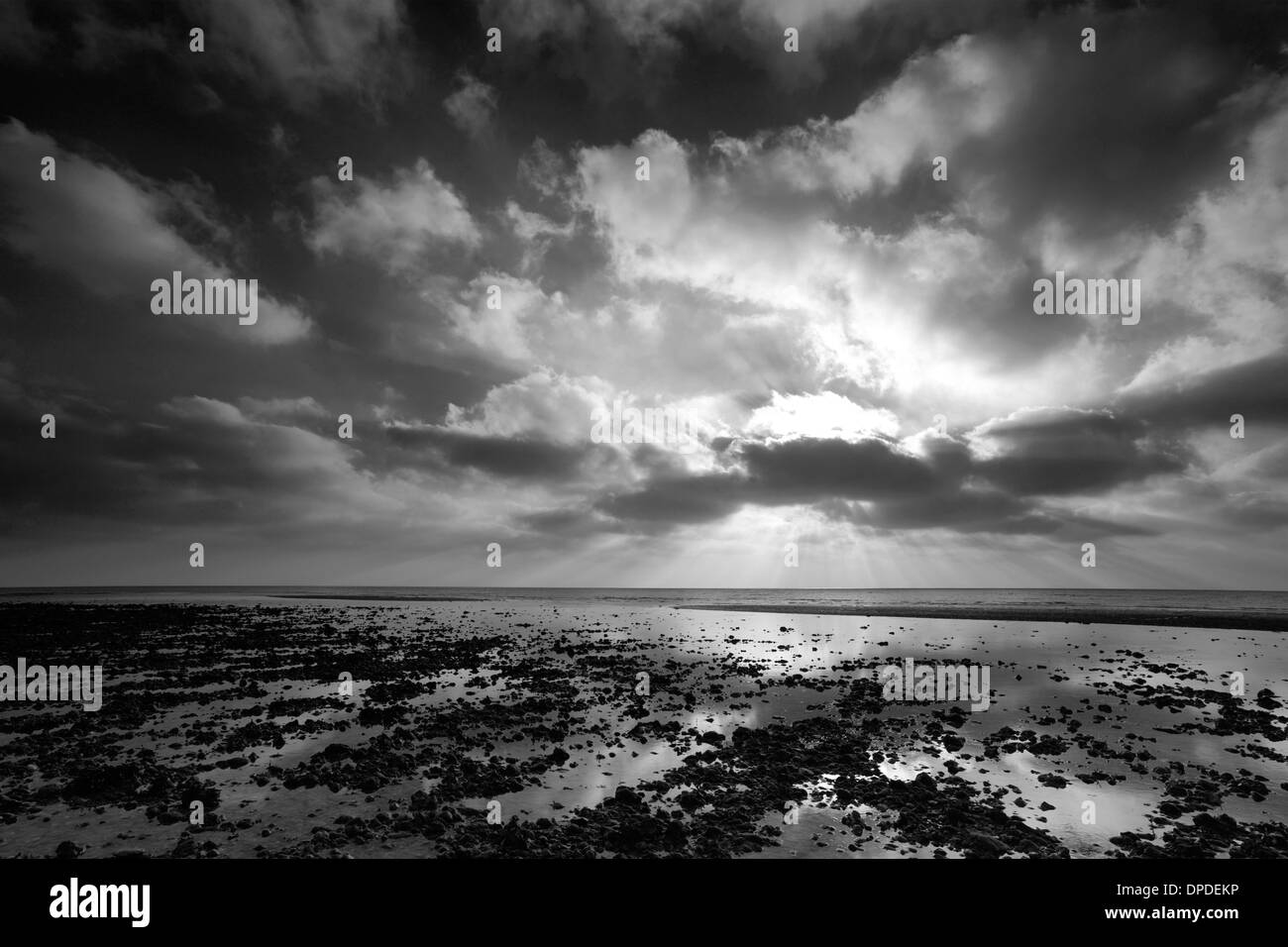 Dawn over ShorehamBySea beach, West Sussex County, England, UK Stock