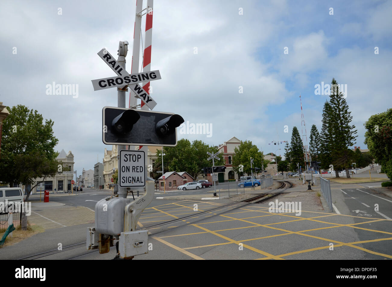 A Railway Crossing Sign On A Level Crossing In Fremantle Western Australia Stock Photo Alamy