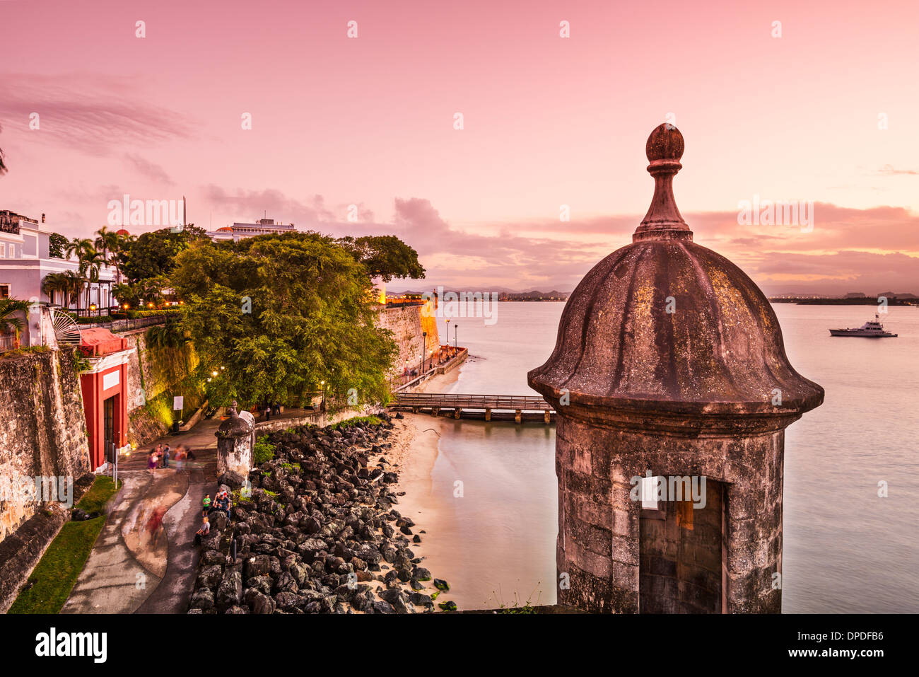 San Juan, Puerto Rico coast at Paseo de la Princesa. Stock Photo