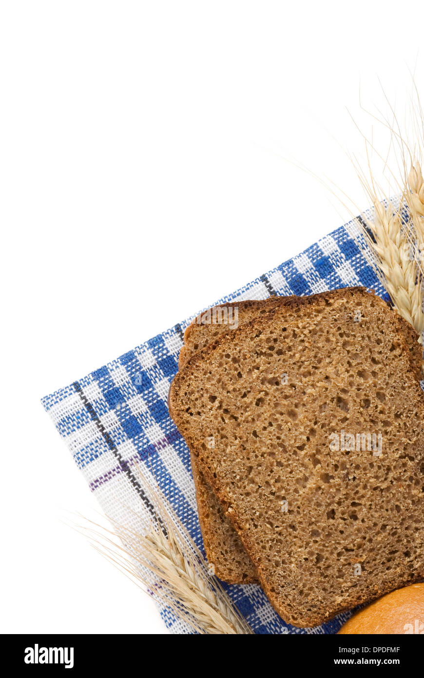 rye bread and ears of wheat isolated on white background Stock Photo ...