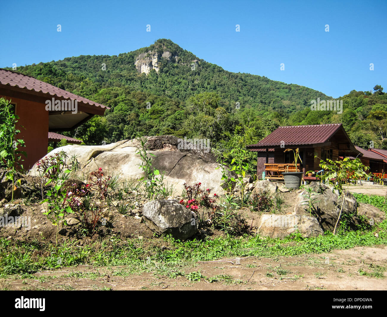 Resort With Mountain in Doi Inthanon National Park Stock Photo