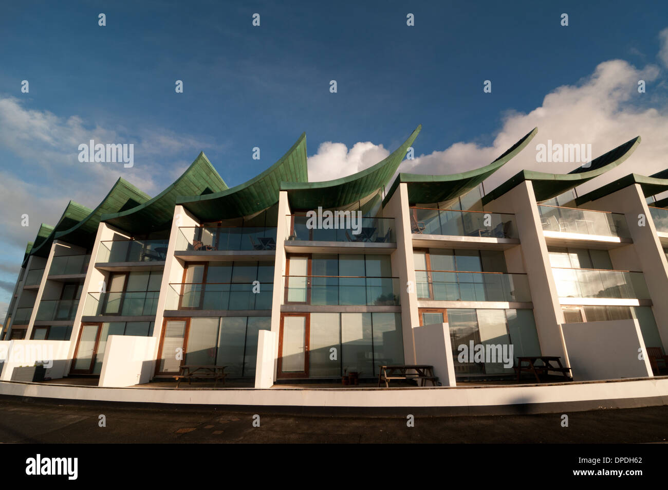 Nautilus apartments at Westward Ho, Devon. UK. Designed by Guy