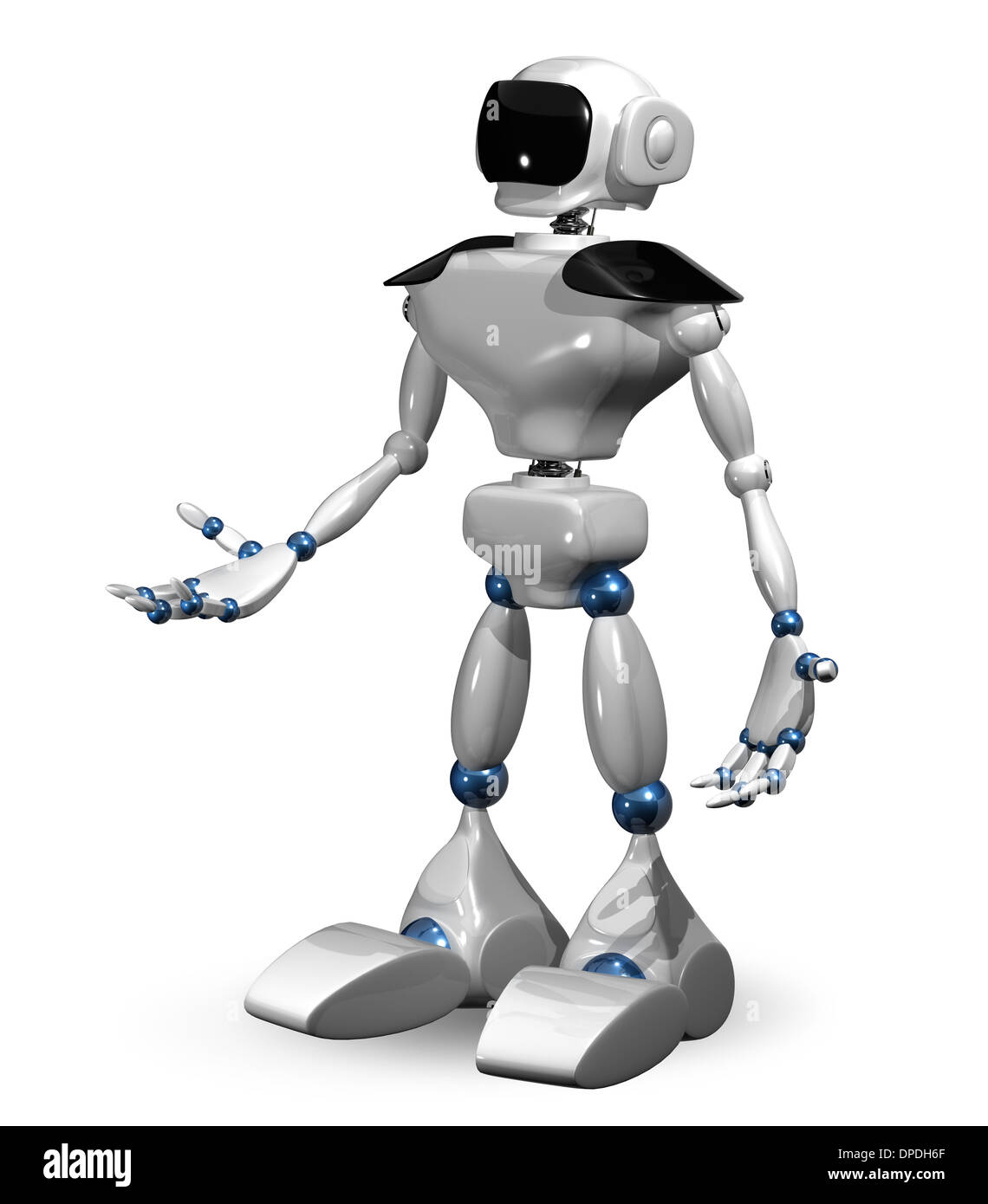 3d illustration of a white robot on white background Stock Photo - Alamy