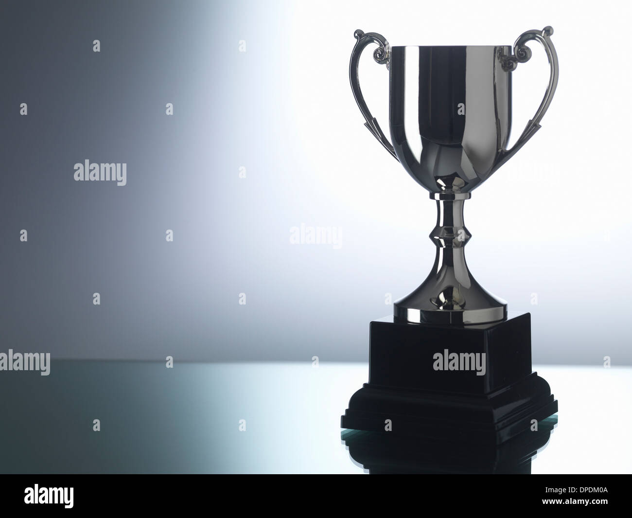 Trophy against black and white background Stock Photo