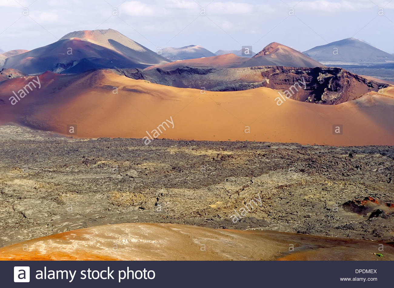 Volcanoes, Montanas del Fuego, Timanfaya National Park, Lanzarote, Canary Islands, Spain Stock Photo