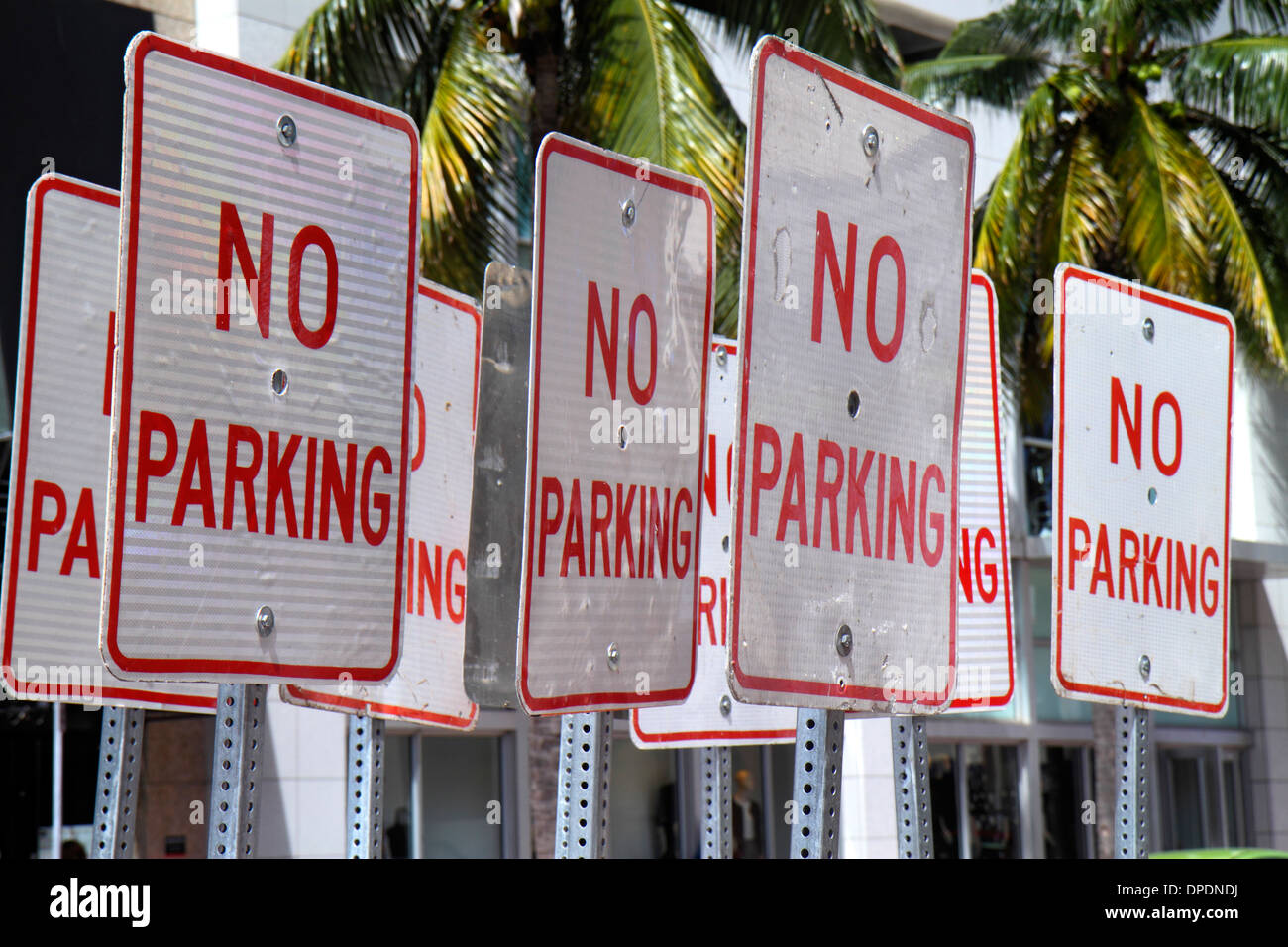 Miami Beach Florida,no parking,signs,street,collection,many,FL131031001