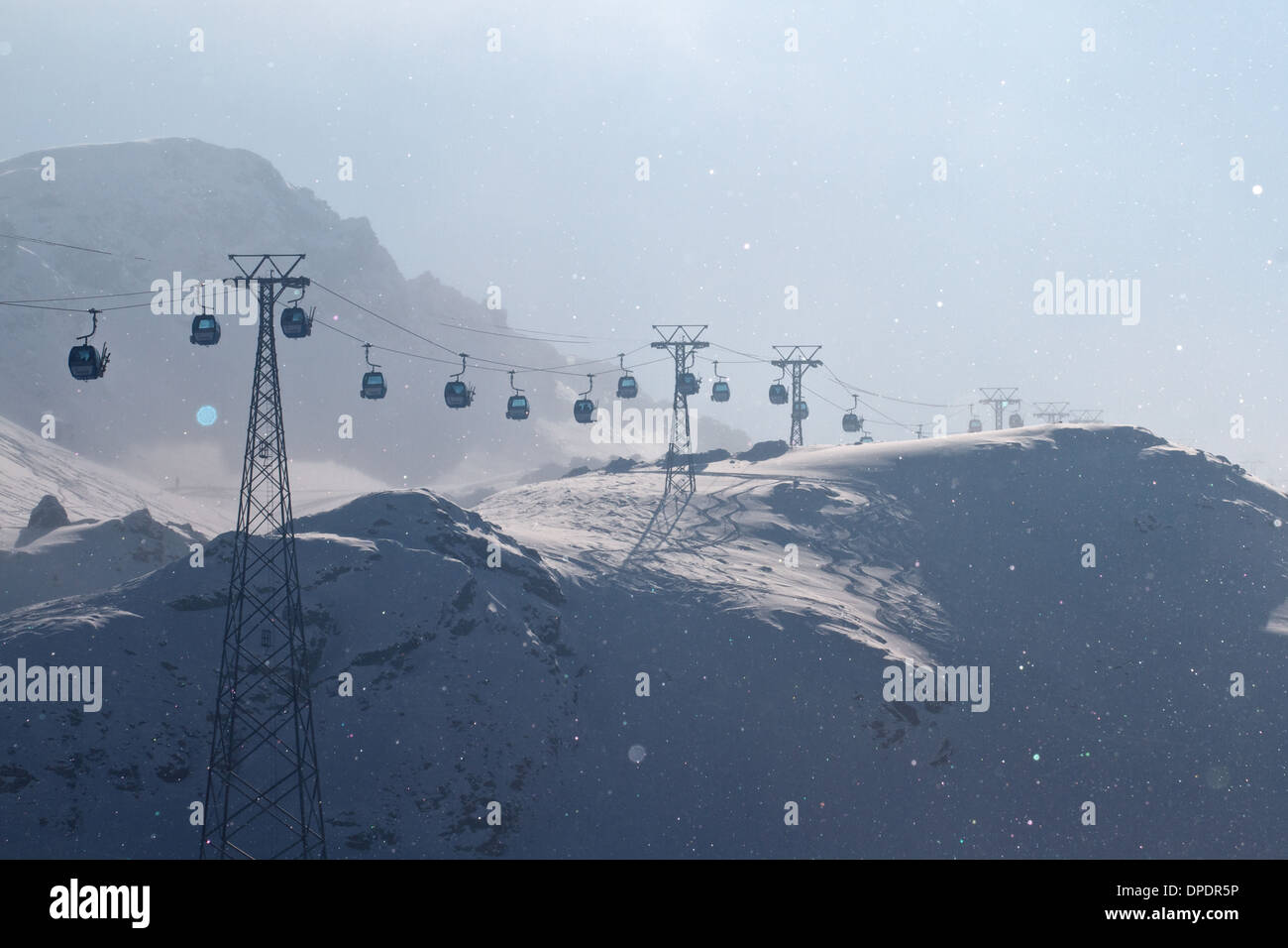 Gondola skilift in Davos, Switzerland Stock Photo