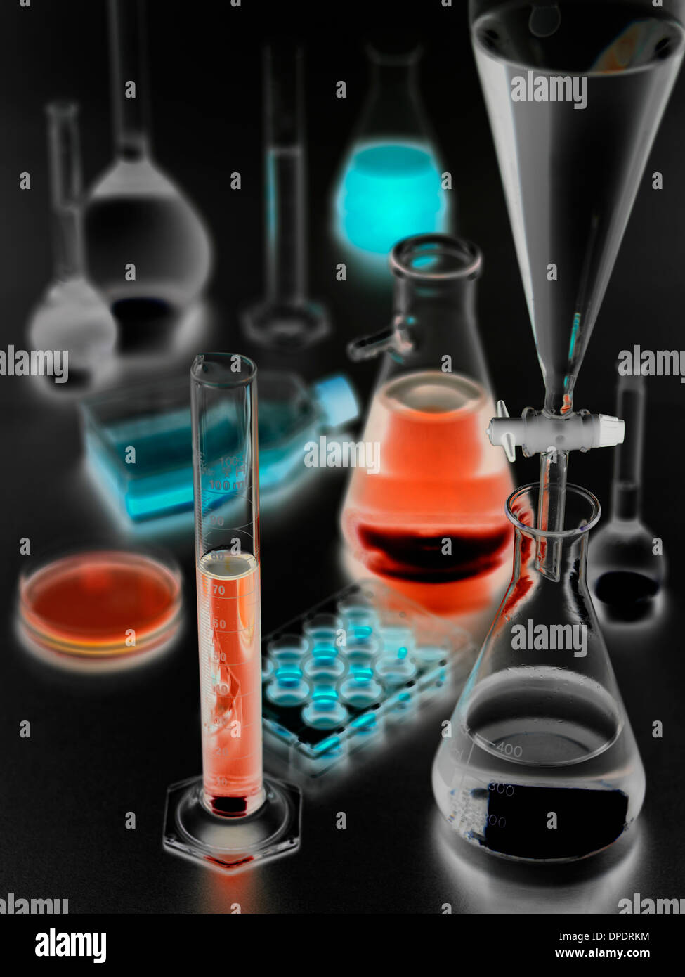 Laboratory glassware cross processed Stock Photo