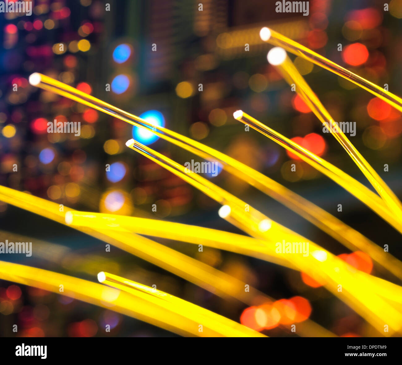Optical fibres which are used to carry images, or high volumes of data Stock Photo