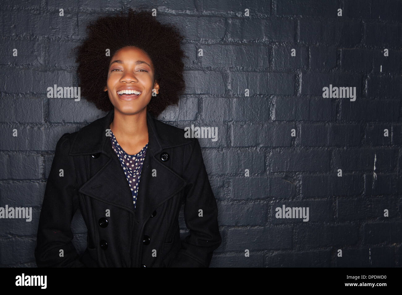 Beautiful woman in black jacket hi-res stock photography and images - Alamy