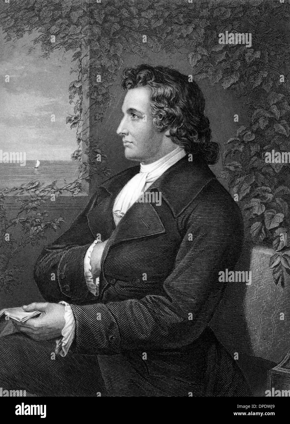 Johann Wolfgang von Goethe (1749-1832) on engraving from 1873. German writer, artist and politician. Stock Photo