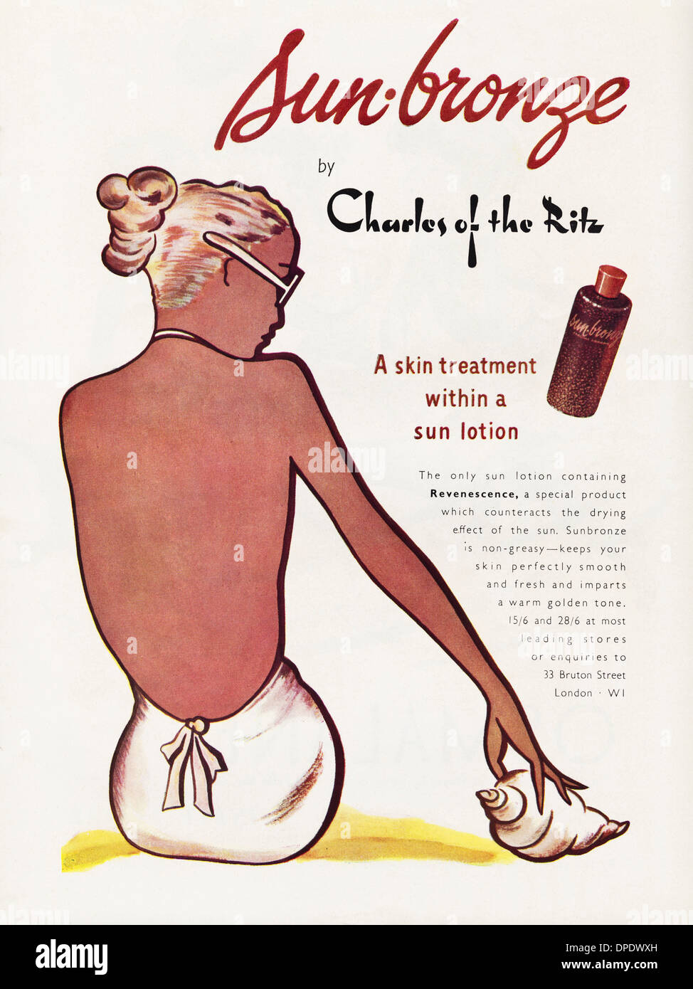1950s advertisement advertising SUNBRONZE suntan lotion by CHARLES OF Stock Photo 65459257 Alamy