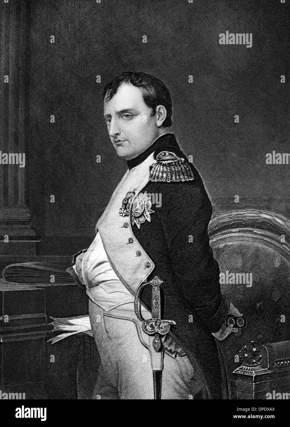 Napoleon Bonaparte (1769-1821) on engraving from 1873. Emperor of ...