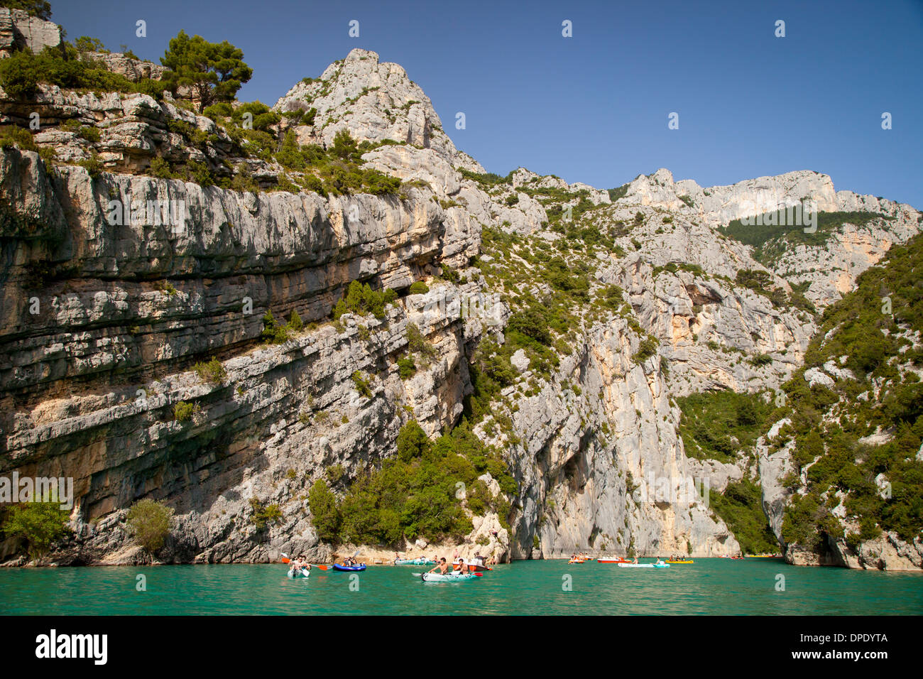 Boating in Gorges du Verdon, Alpes de Haute Provence, France Stock Photo