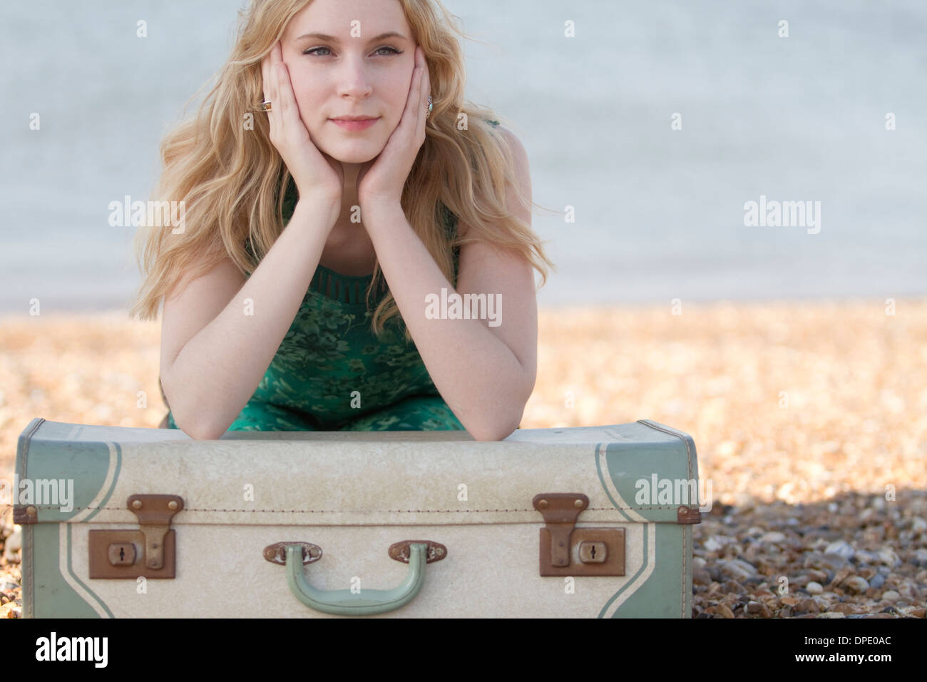 Woman young posing at on the beach hi-res stock photography and images ...