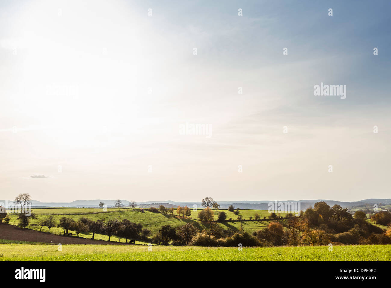 Idyllic agricultural landscape in autumn Stock Photo