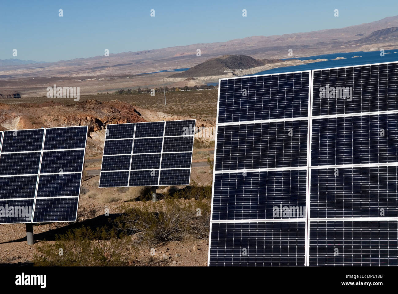 Solar panels Lake Mead Visitor Center Boulder City Nevada USA Stock ...