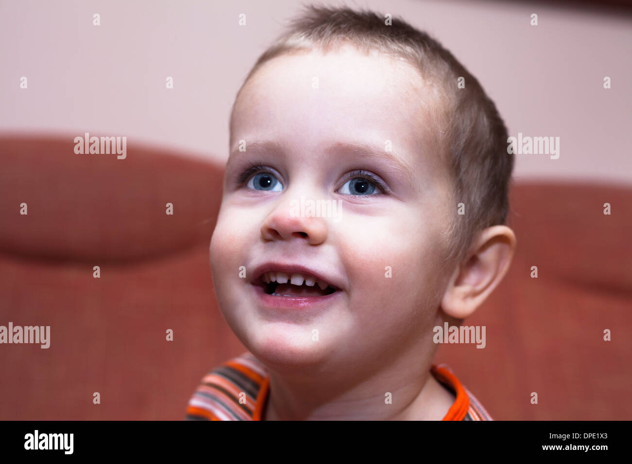 Closeup of cute child boy smiling Stock Photo