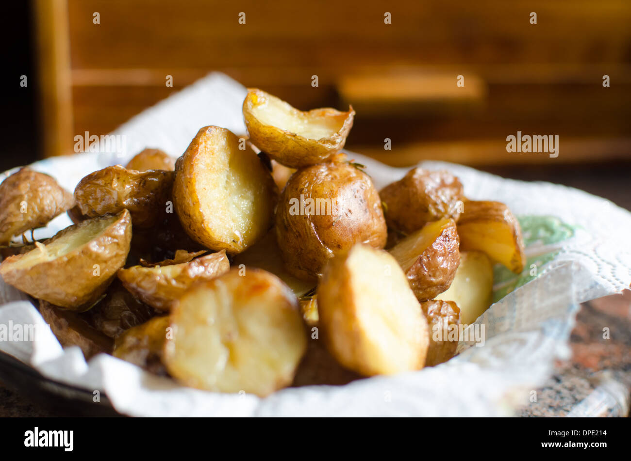 roasted potato with rosemary Stock Photo