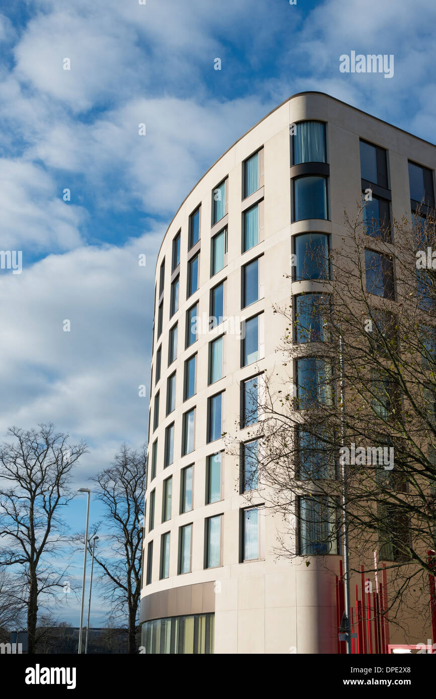 Parkside Place apartment buildings above the fire station in Cambridge
