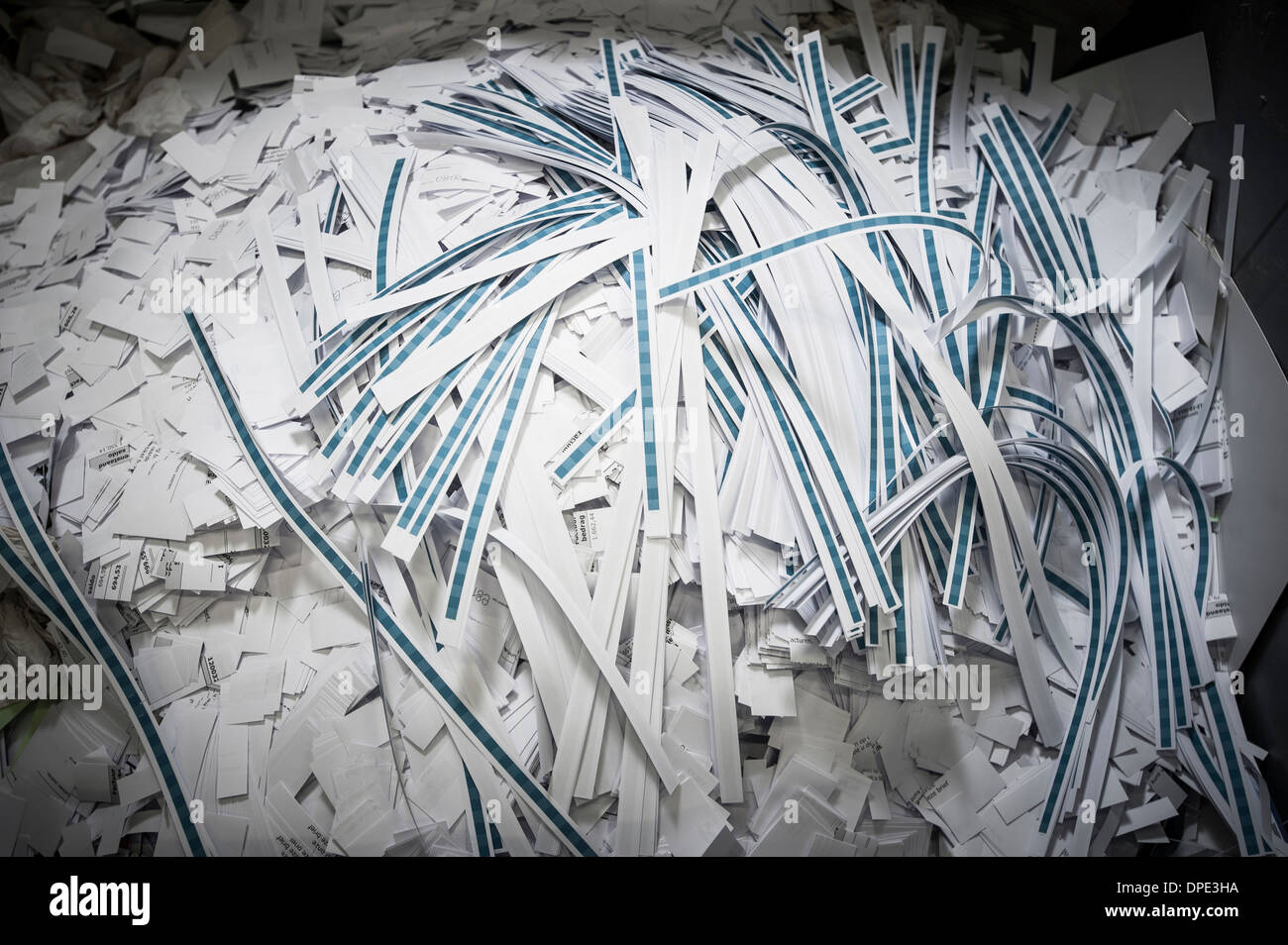 Close up of discarded strips of paper in printing workshop Stock Photo