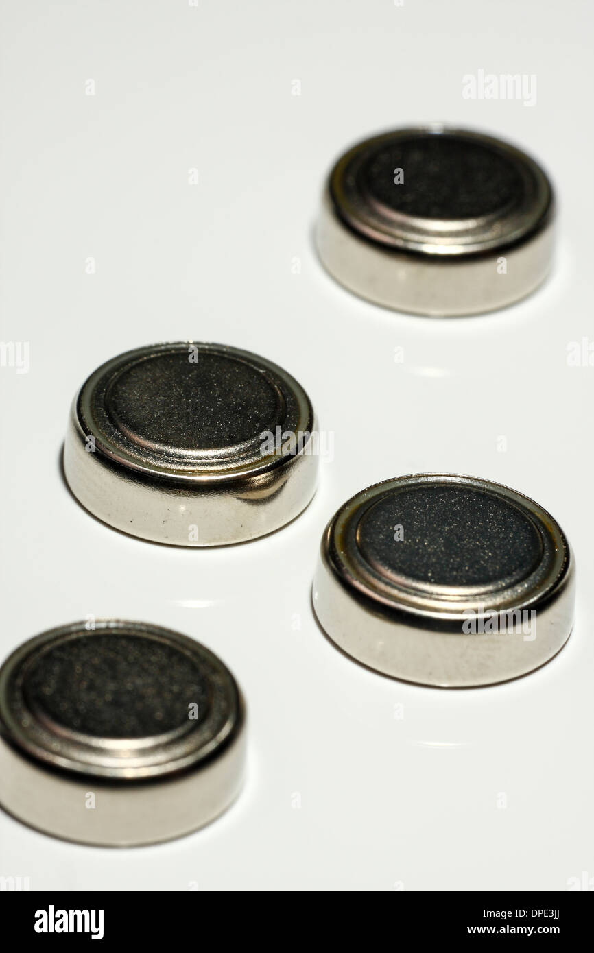 Collection of button cell batteries Stock Photo Alamy