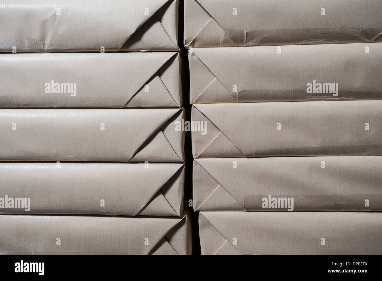 Close up of stacks of packaged paper in printing workshop Stock Photo