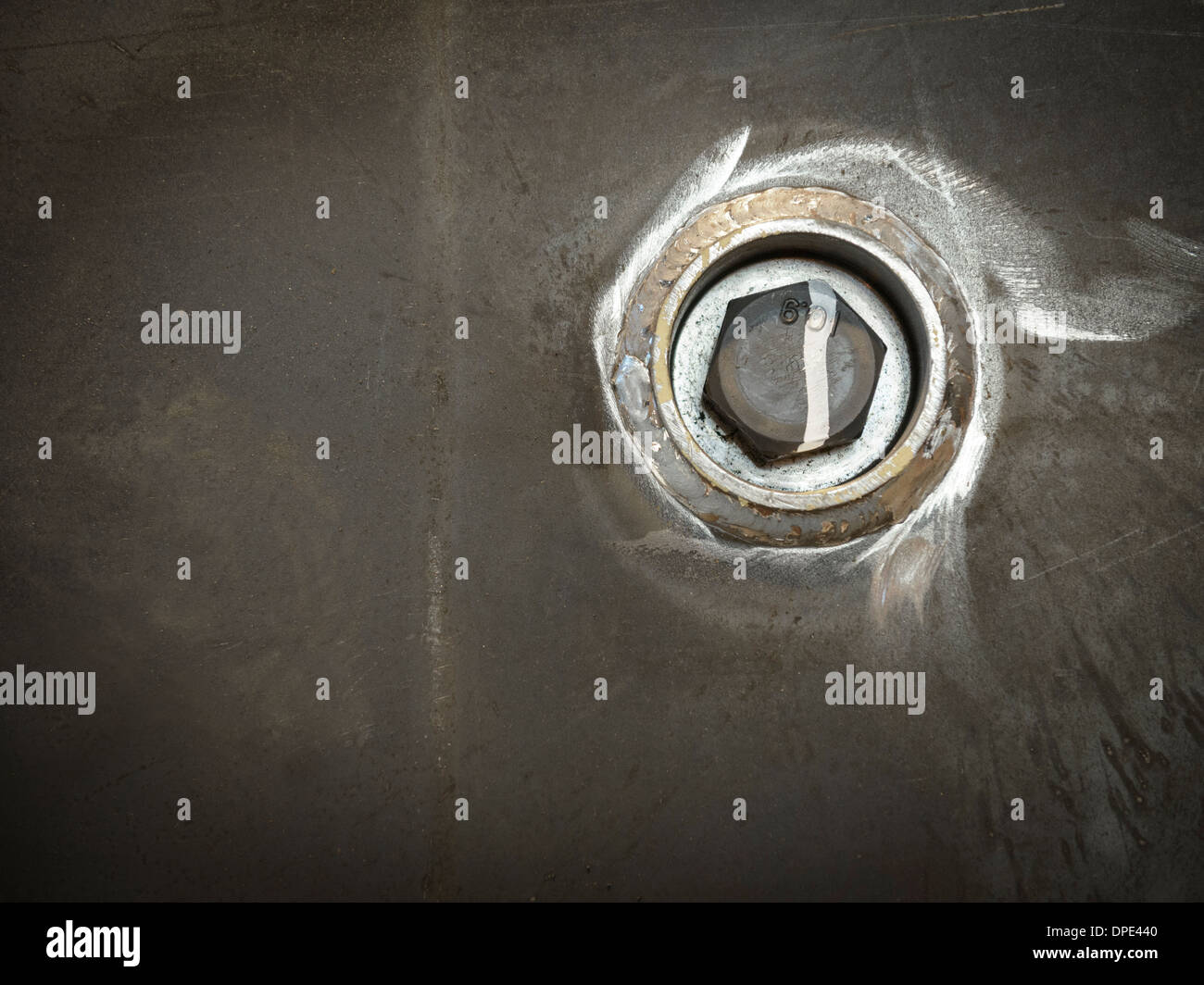 Close up of steel nut in factory Stock Photo