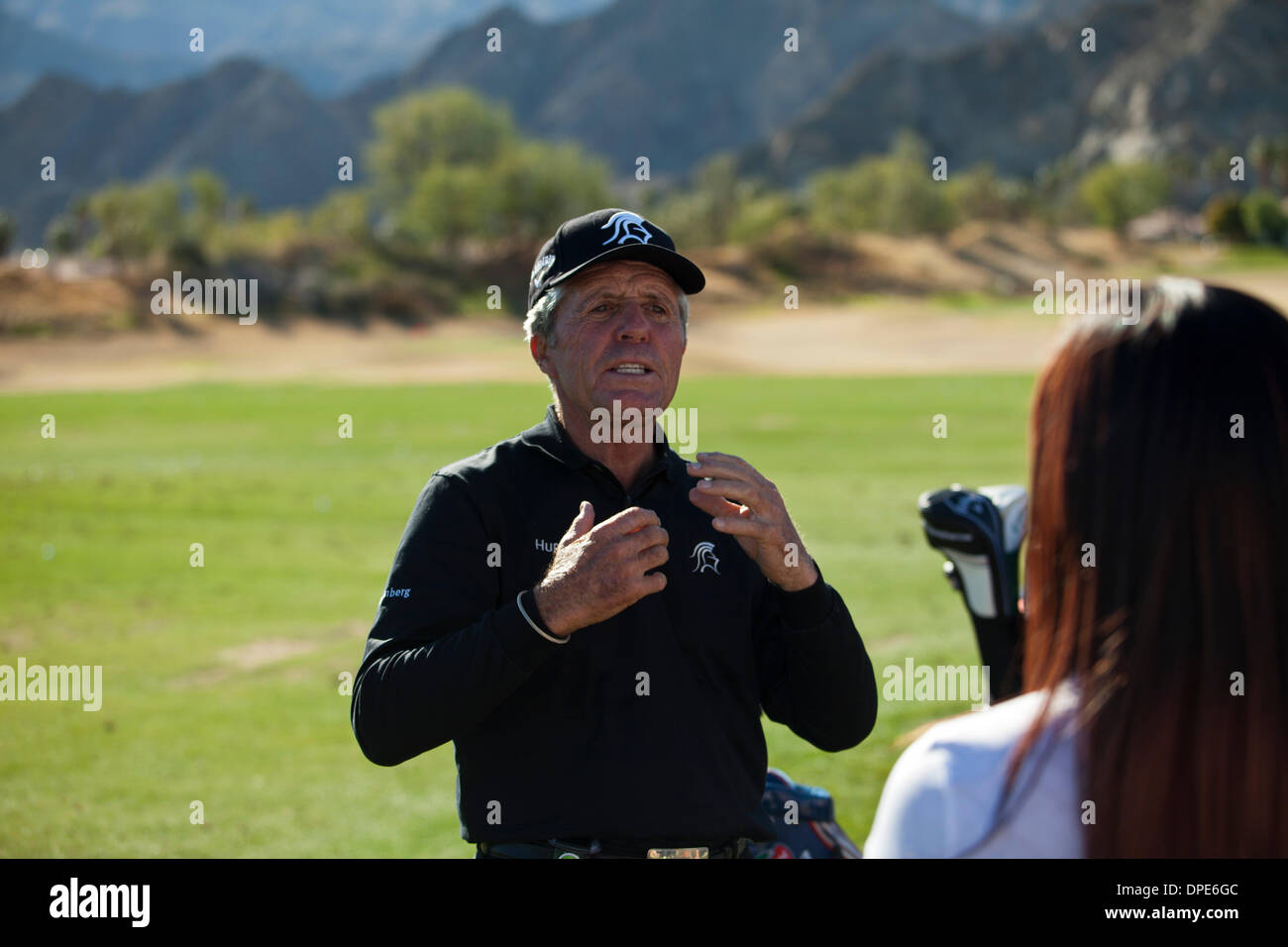 Gary Player Superstar Golfer Demonstrates His Tricks At A Golf Clinic For Young People At The Humana Challenge 2014 At Pga West Stock Photo Alamy