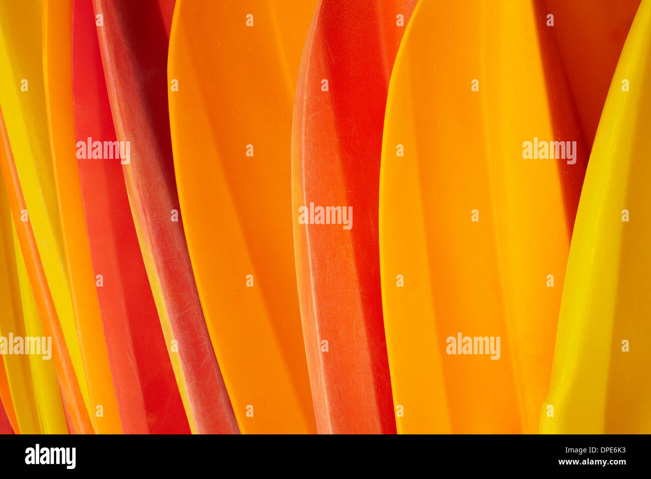 Tones of orange, kayaks Stock Photo