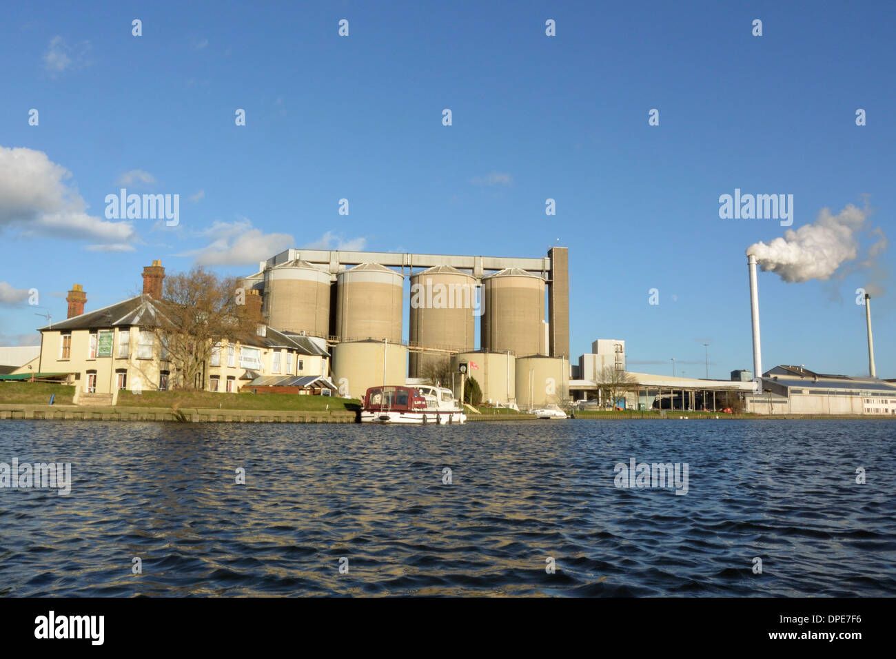 British Sugar refinery beside the River Yare at Cantley, Norfolk