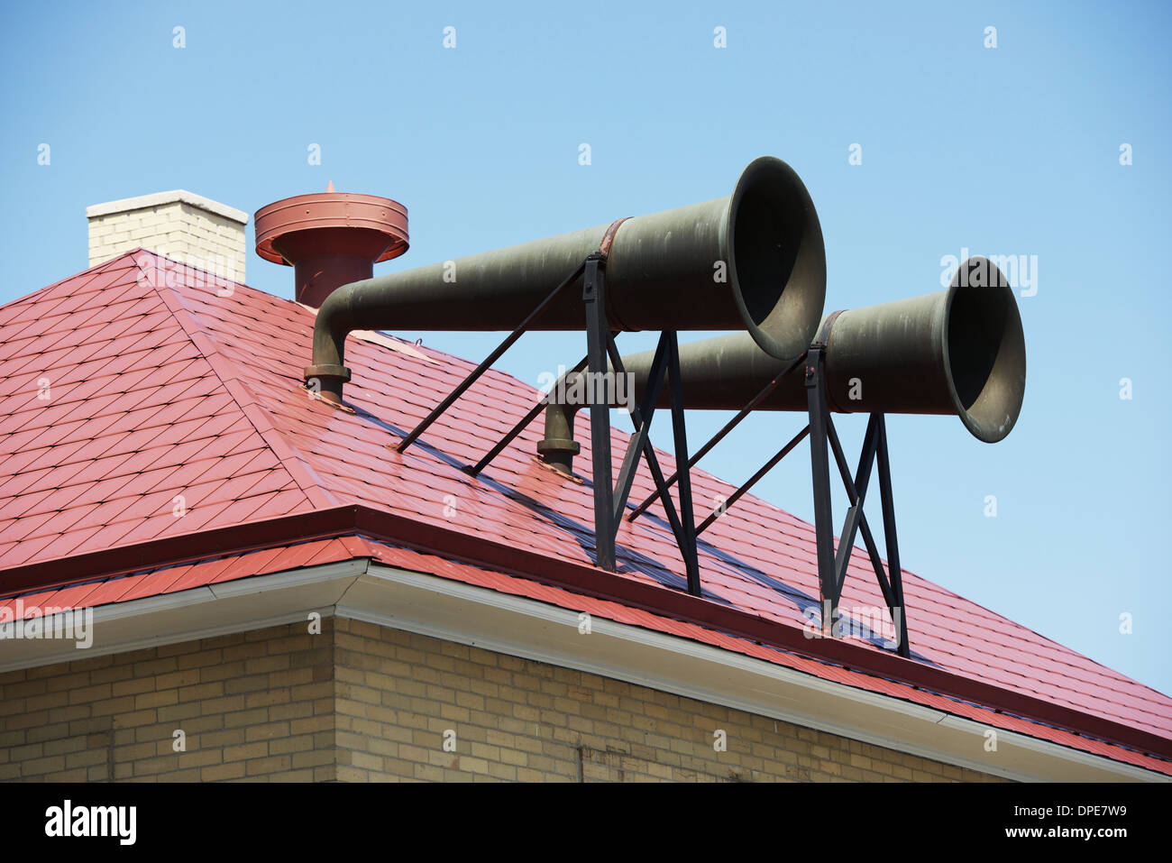 Lighthouse Daboll Trumpets Sound Warning Signals for Ships. Diaphone