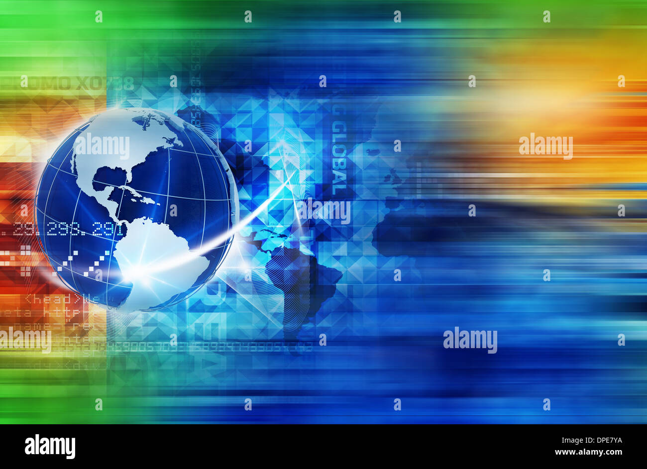 Global Colors Illustration. Cool Colorful Background with 3D Globe