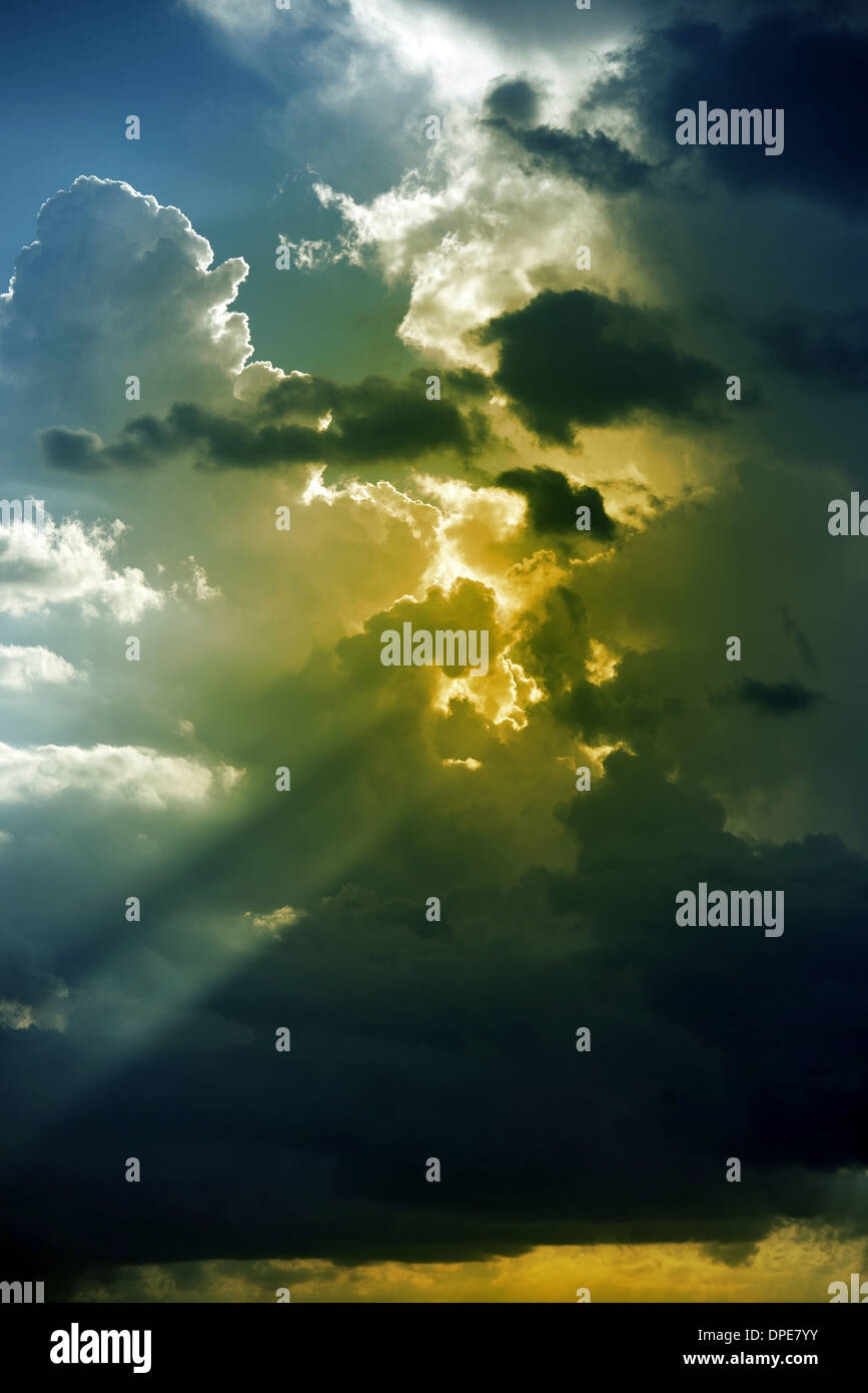 Sun And Clouds Beautiful Colorful Cloudscape With Sun Rays Between