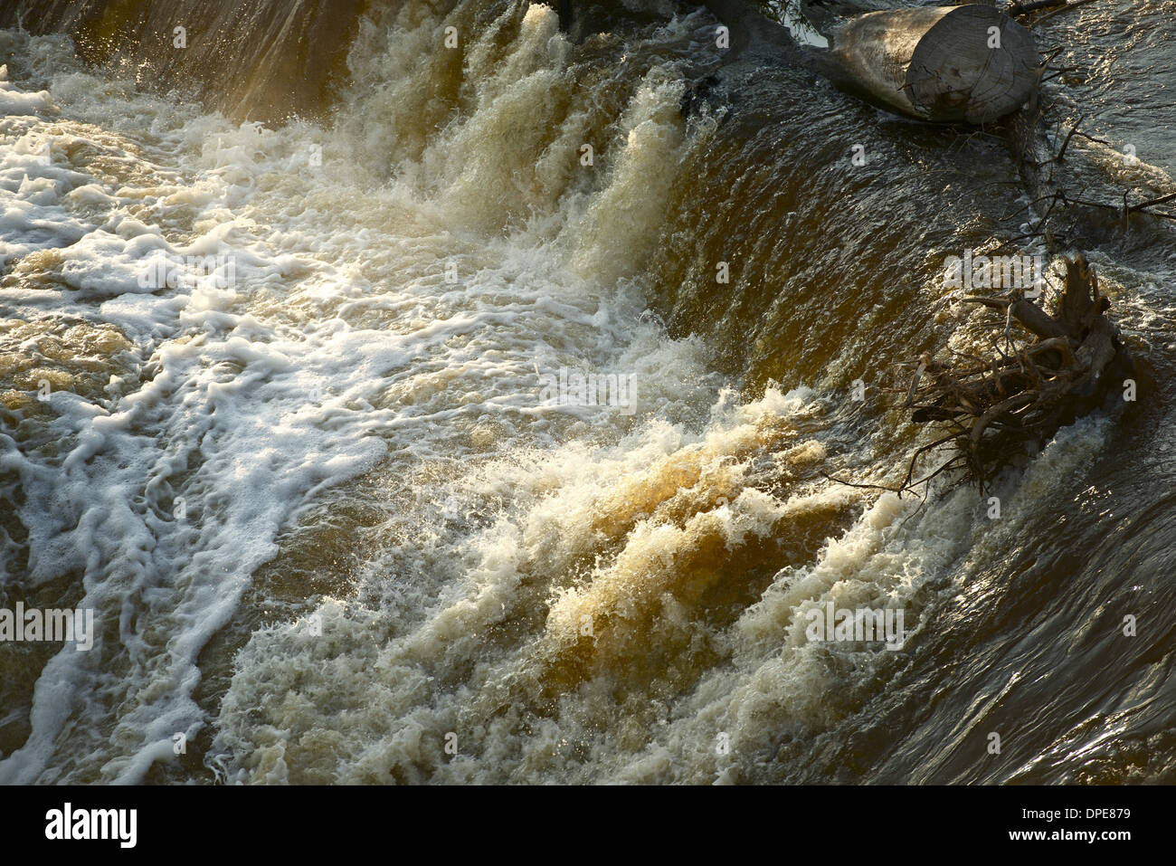 Flood Disaster Rushing Dark Dirty Waters During Flash Flood. Nature