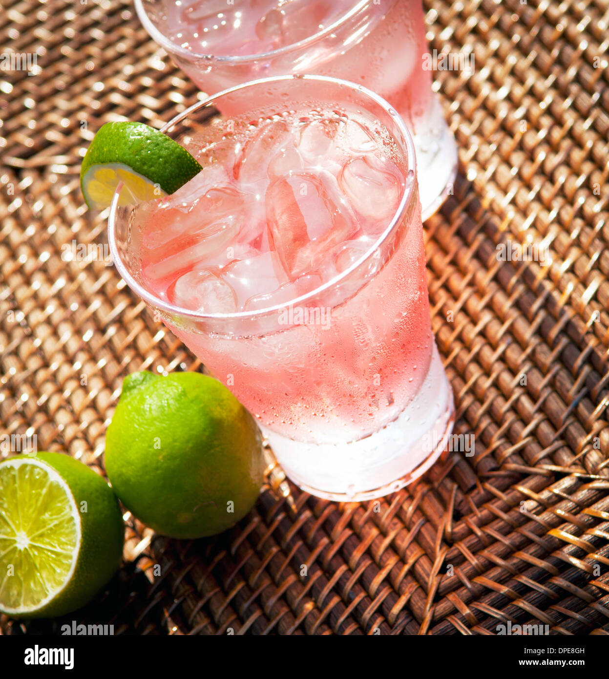 Pink Lemonade with Limes Stock Photo Alamy