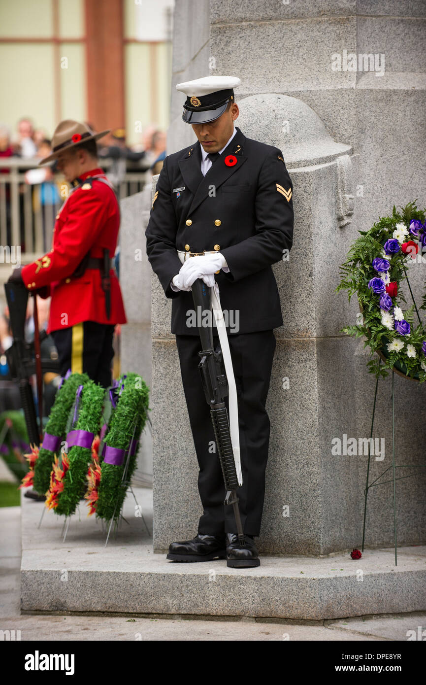 Canadian Military Honour guard at Vancouver Cenotaph Remembrance Day