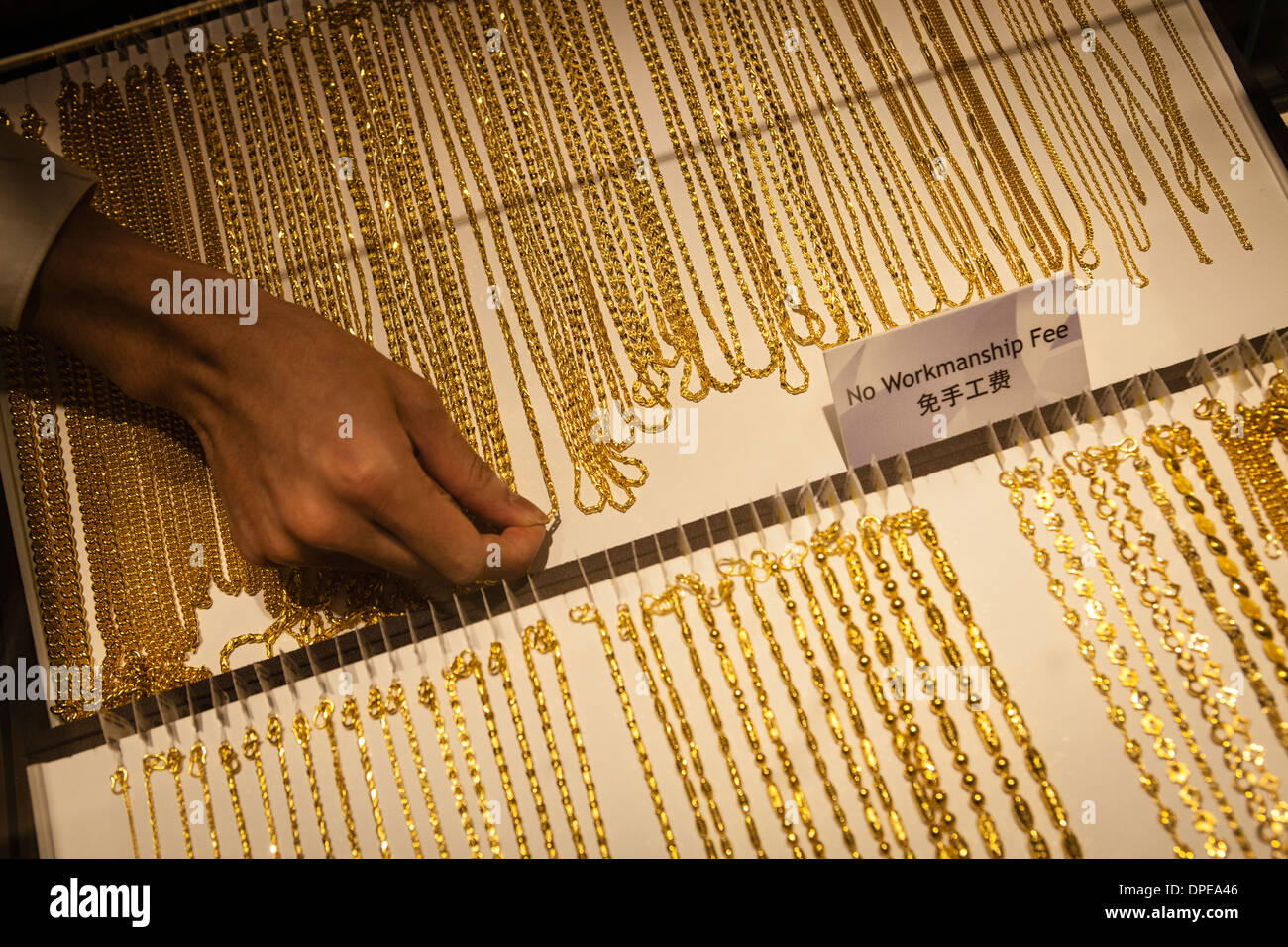 Gold jewellery on sale at a branch of Maxi Cash pawn brokerage in