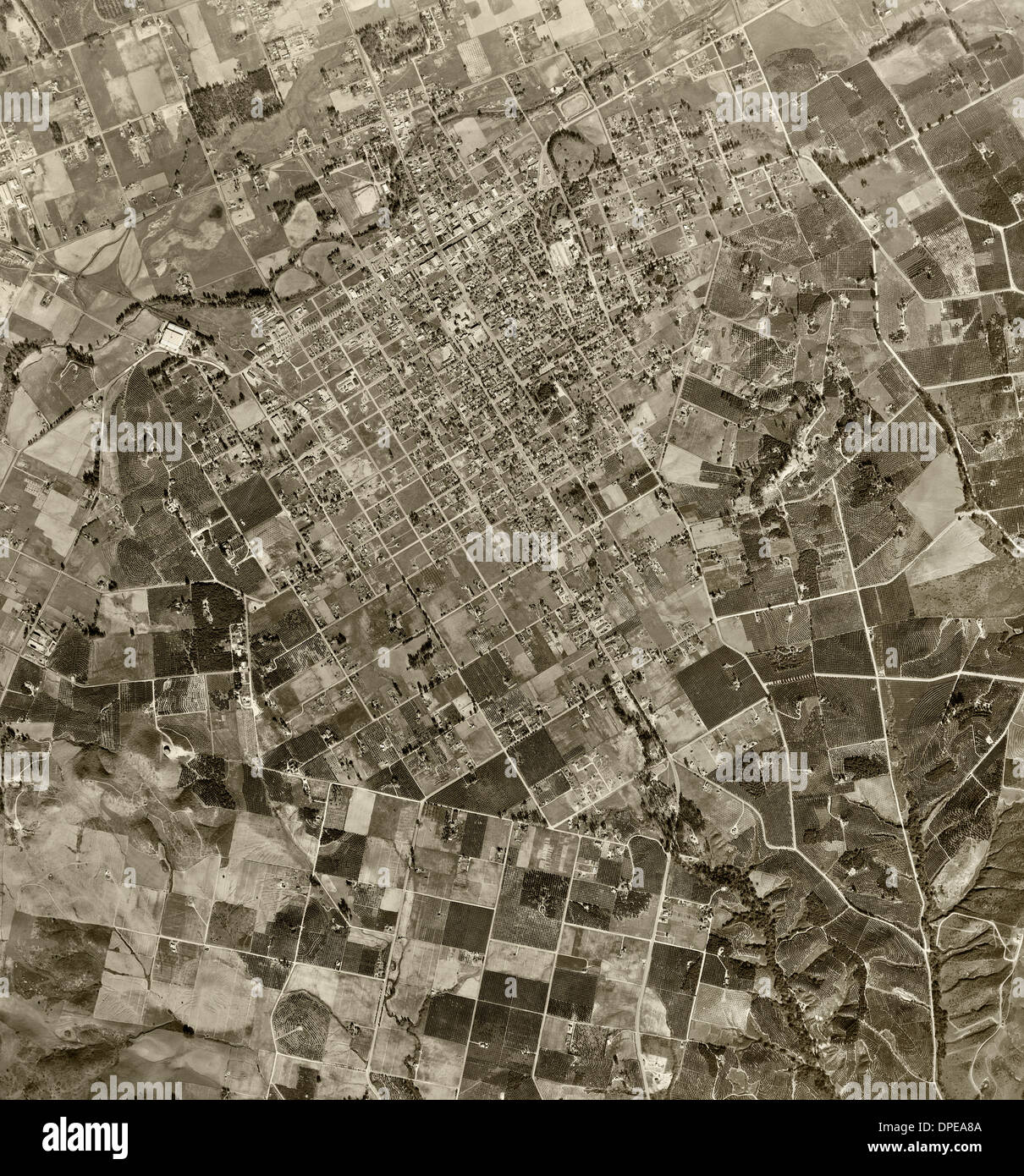 historical aerial photograph Escondido, San Diego County, California, 1947 Stock Photo