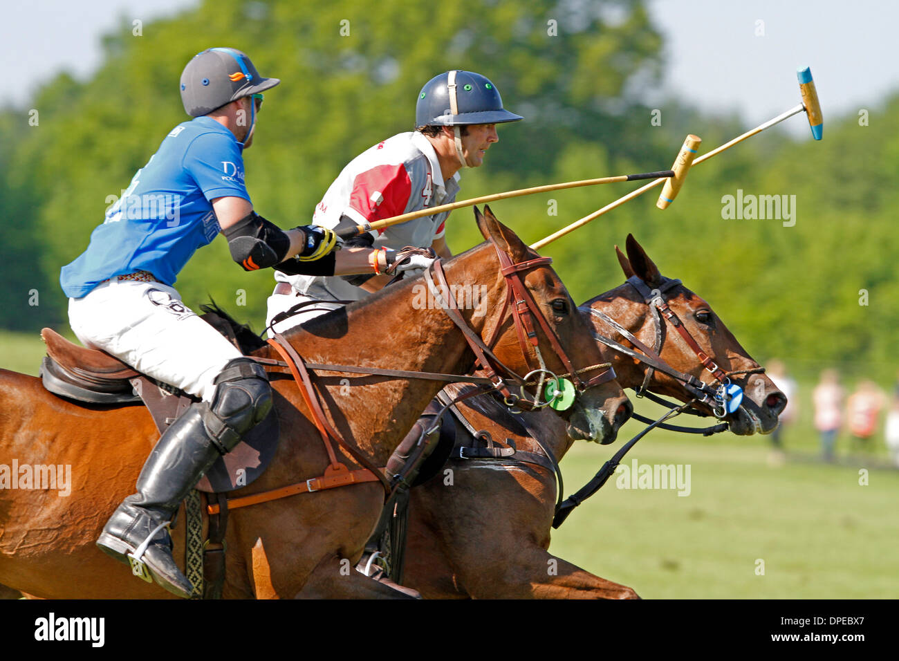 Polo players fight on the ball, Bucherer High Goal Polo Cup, Stock Photo