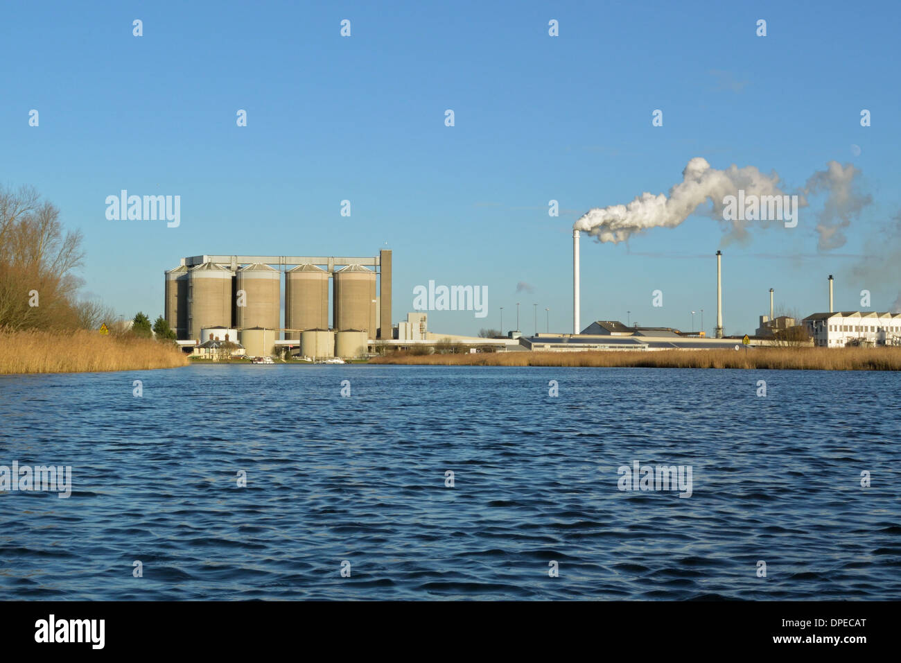 British Sugar refinery beside the River Yare at Cantley, Norfolk