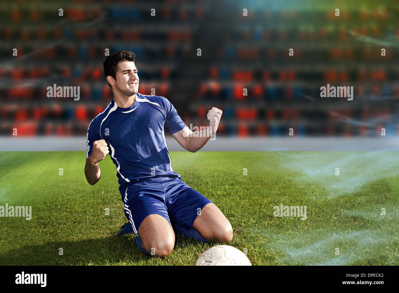 soccer or football player on the field Stock Photo