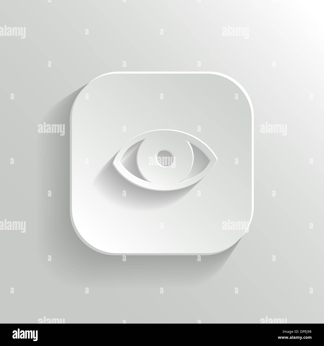 Eye icon - white app button with shadow Stock Photo - Alamy