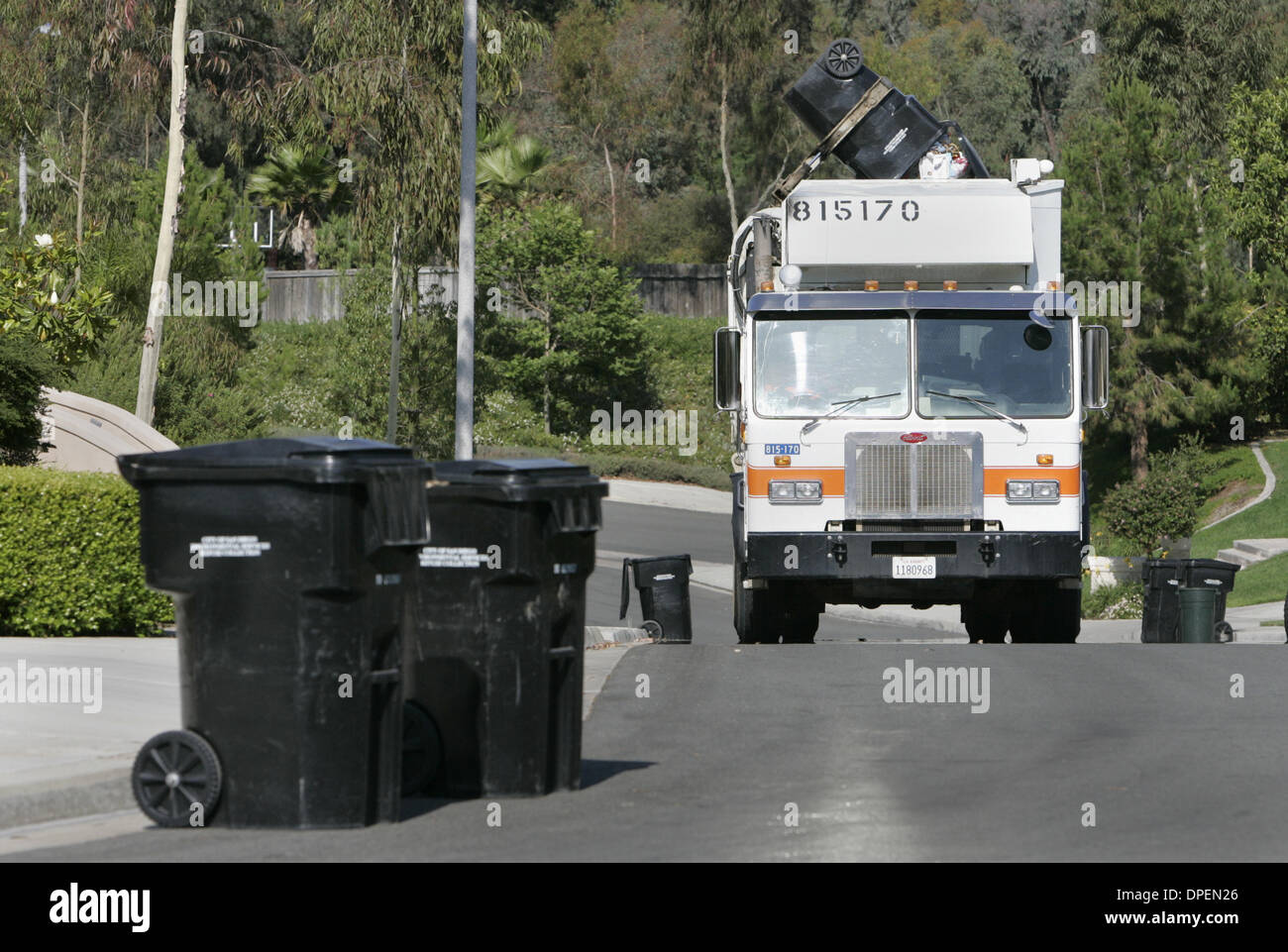 (Published 7/11/2005, B11,3) A San Diego city trash truck picked up