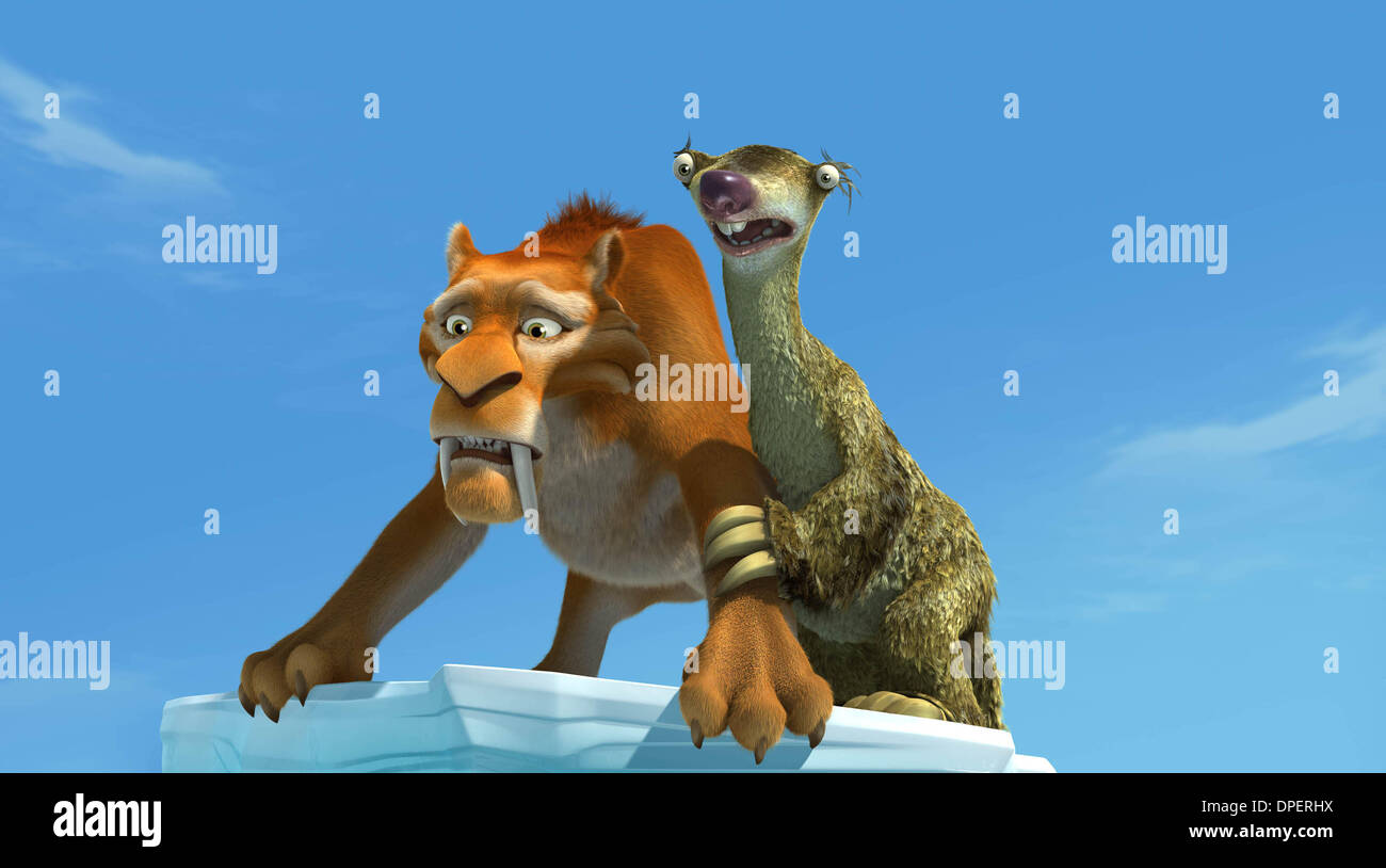Mar. 08, 2006 - IA2-137.     Diego the saber-toothed tiger (voiced by Denis Leary) and Sid the Sloth (voiced by John Leguizamo)..K47526ES.ICE AGE 2 THE MELTDOWN.TV-FILM STILL.PHTO SUPPLIED BY   PHOTOS (Credit Image: © Globe Photos/ZUMApress.com) Stock Photo