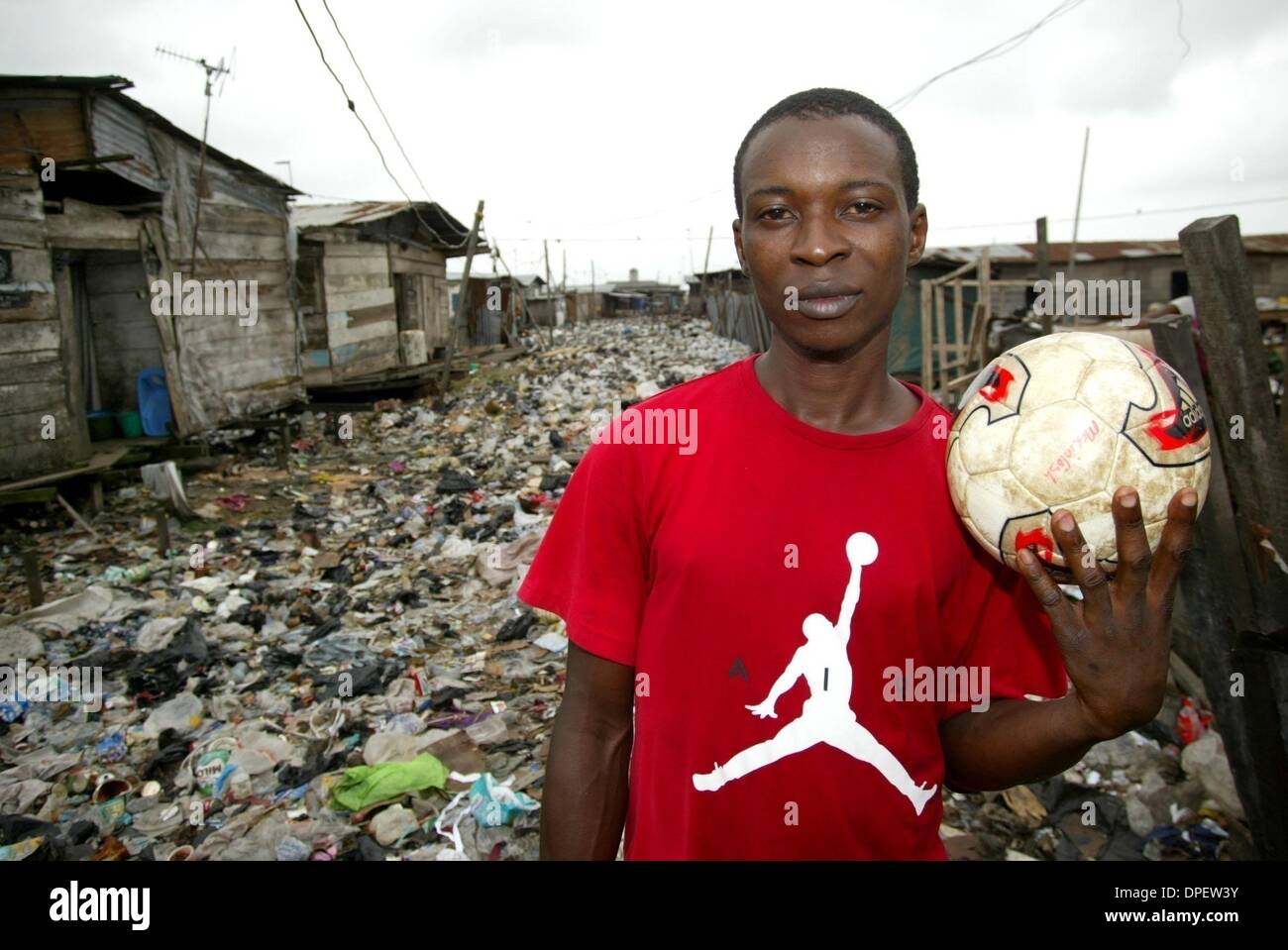 football project for kids in the slums of Nigeria Stock Photo