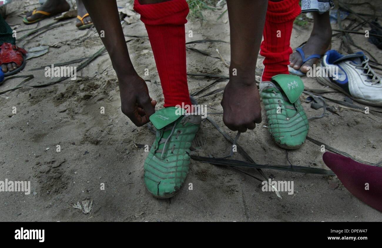 football project for kids in the slums of Nigeria Stock Photo
