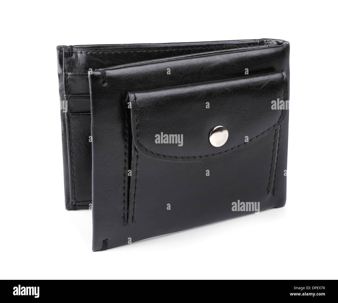 Black leather wallet on white background Stock Photo