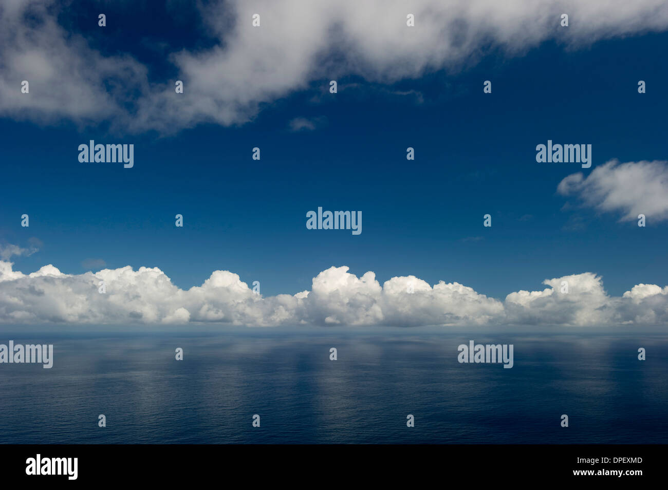 Blue sky with clouds and the sea, Tenerife, Canary Islands, Spain Stock