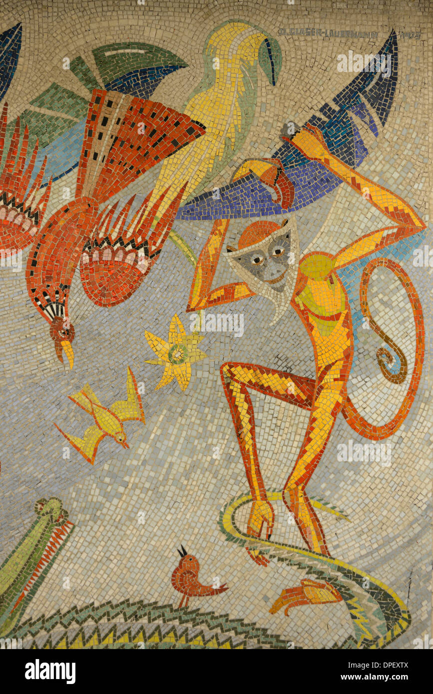 Mosaic at the Berlin-Tierpark U-Bahn or underground station, Berlin ...